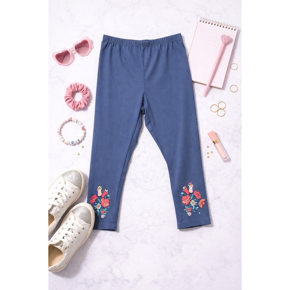 Wonder Nation Kids Girls Blue Floral Capri‎ Leggings Pants Size XL 14-16